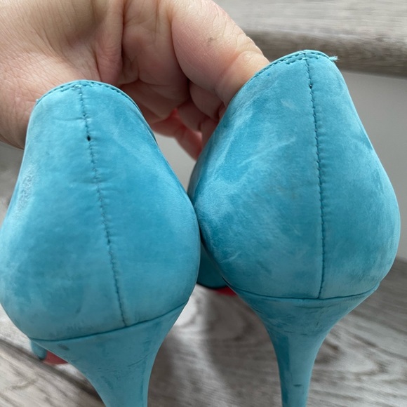 Christian Louboutin Baby Blue Suede round Toe High Heels Shoes 37 7 - Picture 10 of 14